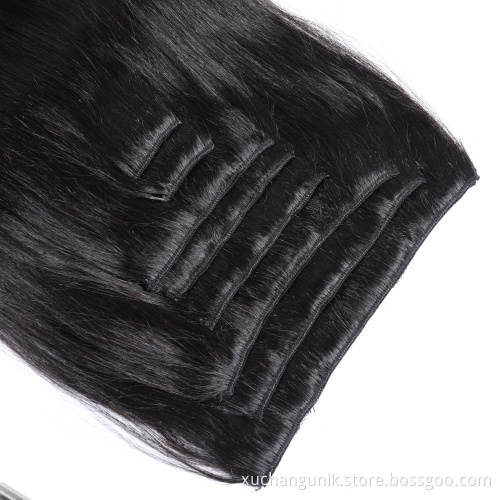 Wholesale Top clip in hair extension drop shipping cuticle aligned Raw virgin 12A brazilian Hair 100 remy human hair extensions